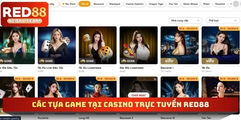 Các tựa Game tại Casino trực tuyến RED88