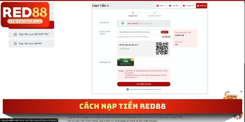 Cách nạp tiền RED88