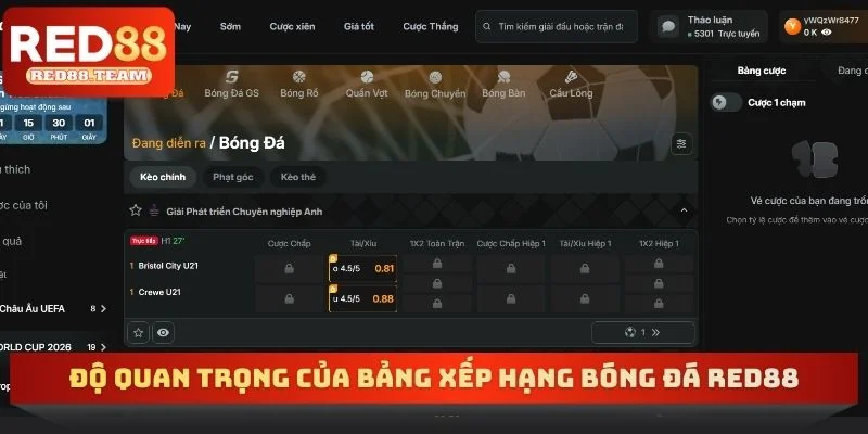 Độ quan trọng của bảng xếp hạng bóng đá RED88