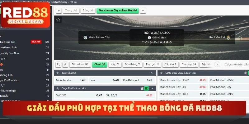 Giải đấu phù hợp tại thể thao bóng đá RED88