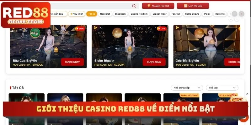 Giới thiệu Casino RED88 về điểm nổi bật
