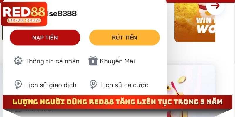 Lượng người dùng RED88 tăng liên tục trong 3 năm