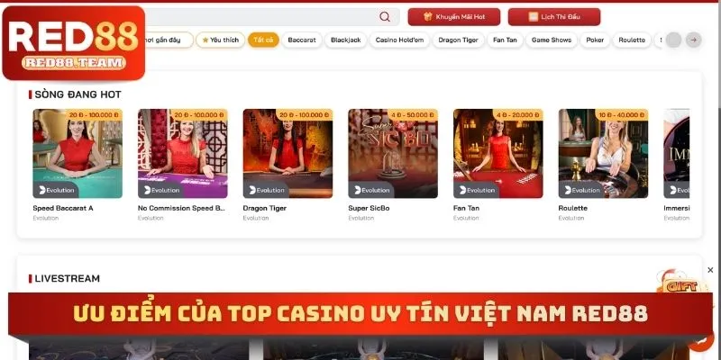 Ưu điểm của Top casino uy tín Việt Nam RED88